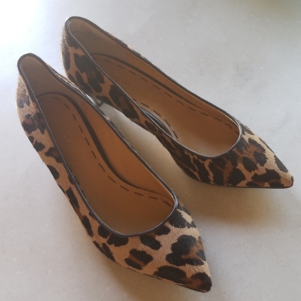 Nine West Leopard Print Calfskin Kitten Heels